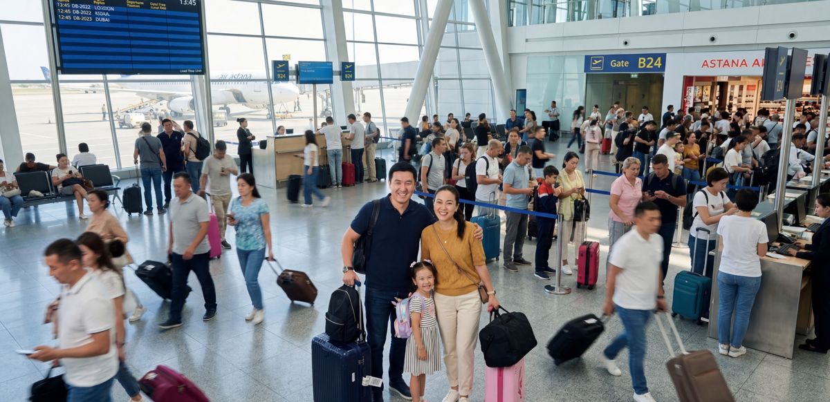 большое количество людей в аэропорту