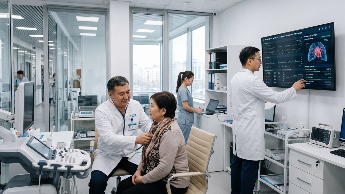 Медицинский кабинет с пациентом и врачами