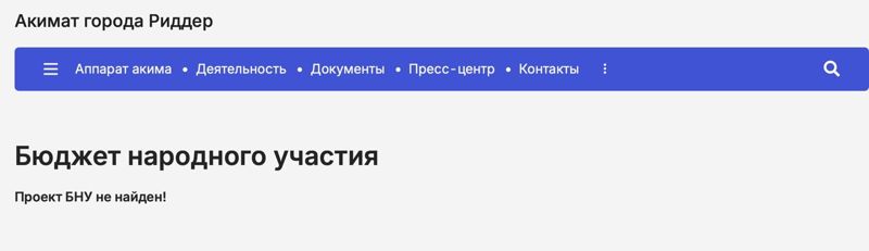 бюджет, Риддер