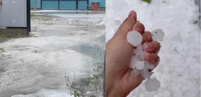 Снег и град обрушились на Актобе после урагана