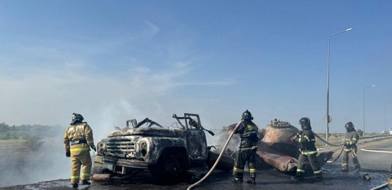 Газовоз за считаные минуты сгорел в Астане