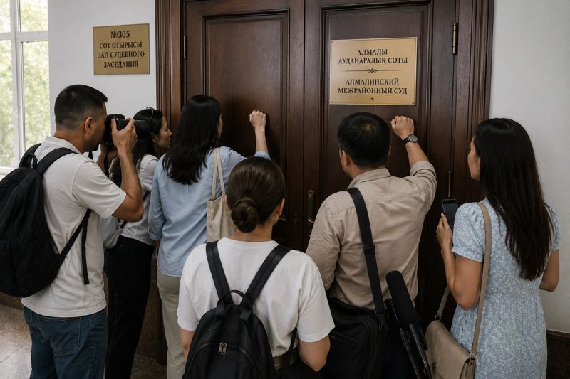 Журналистов насильно удерживали в суде Алматы