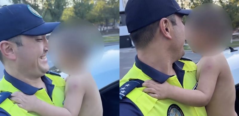 Голый малыш один гулял в парке Атырау