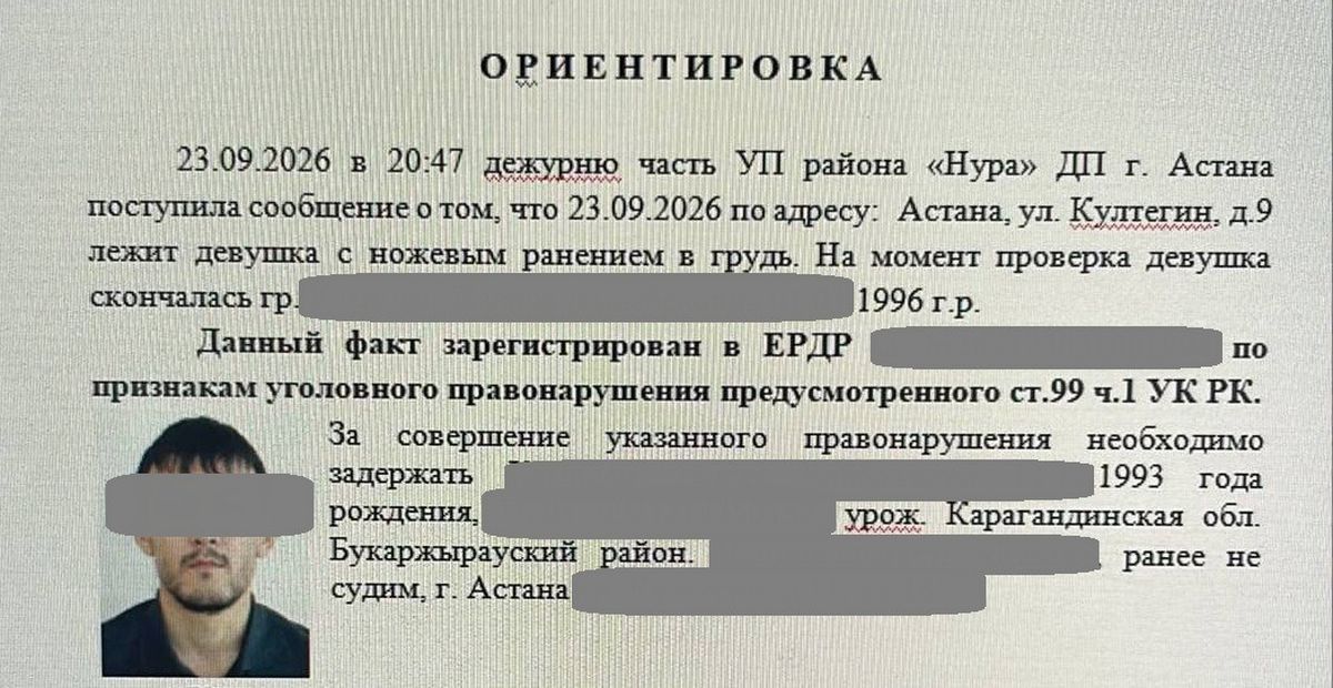 Ориентировка на поозреваемого