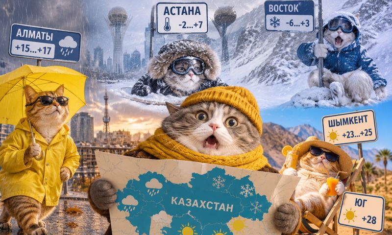 Погода в Казахстане 15-16 октября: снег, гололёд, дожди и тепло до +28 градусов
