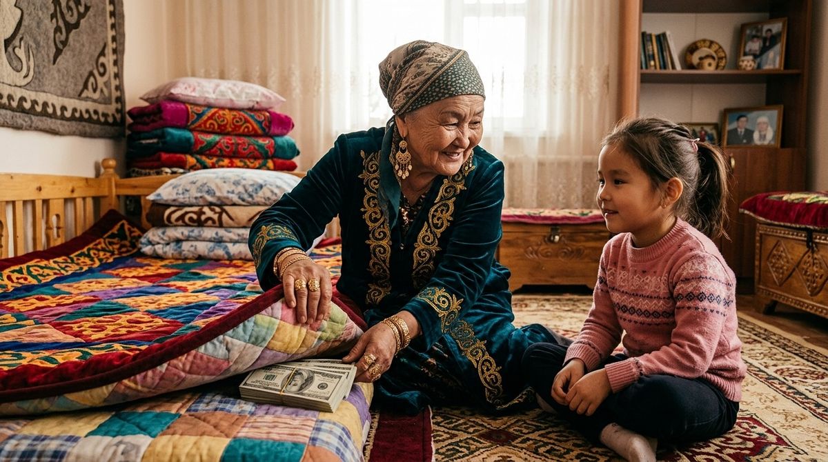Как сохранить деньги, бабушка, внучка, доллары под матрас