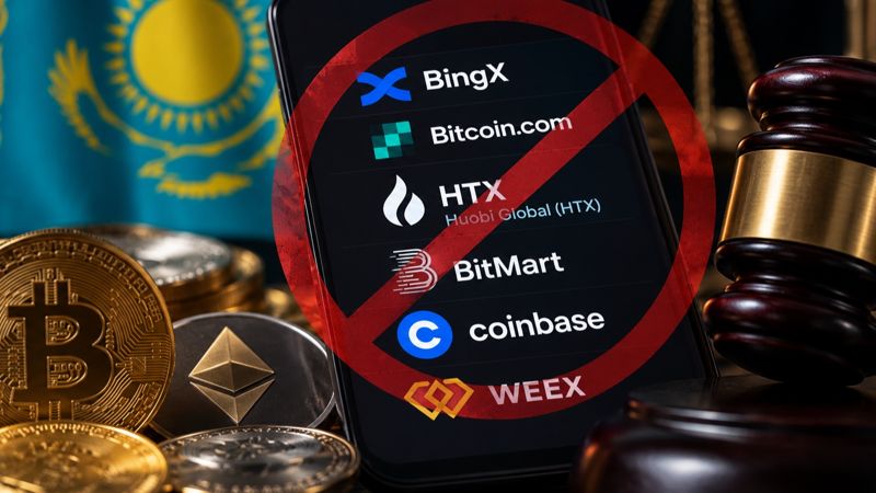 Шесть криптобирж попали под запрет в Казахстане: в списке Coinbase и BingX